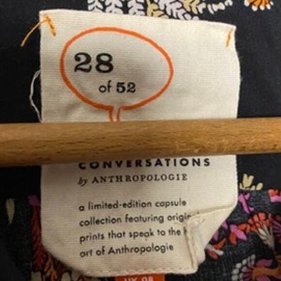 Anthropologie Conversations 28 of 52 Colloquial Peacock Collarless Button Down - Picture 11 of 15